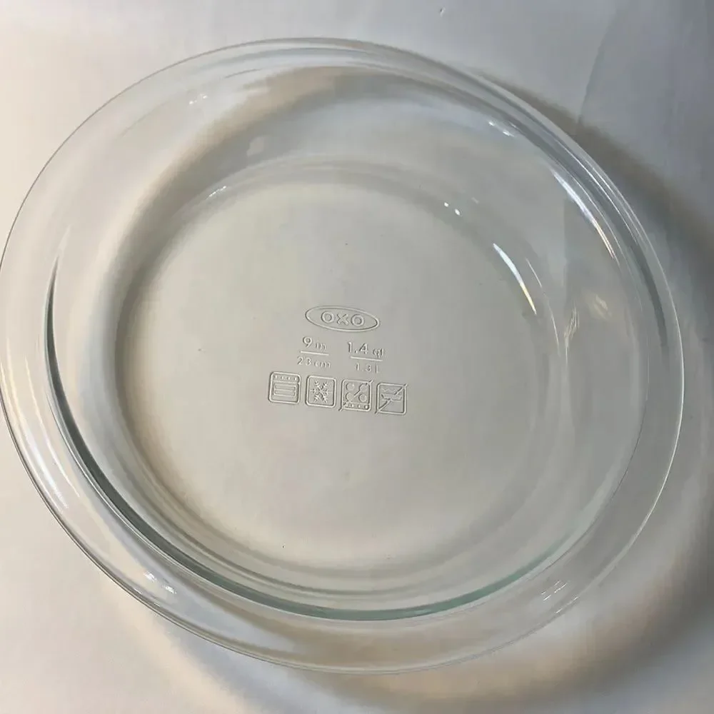 OXO 9 Inch Pie Plate Clear Glass 1.4 Quart 23 cm 1.3L Baking Heavy Durable